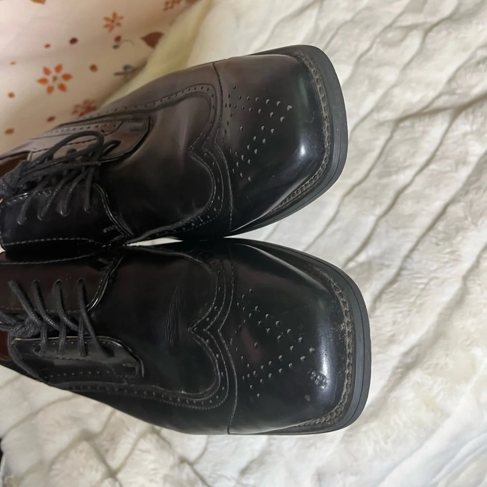 Giorgio Brutini Mens 11.5M Derby Black Lace Up Square Toe Workwear Office Shoes